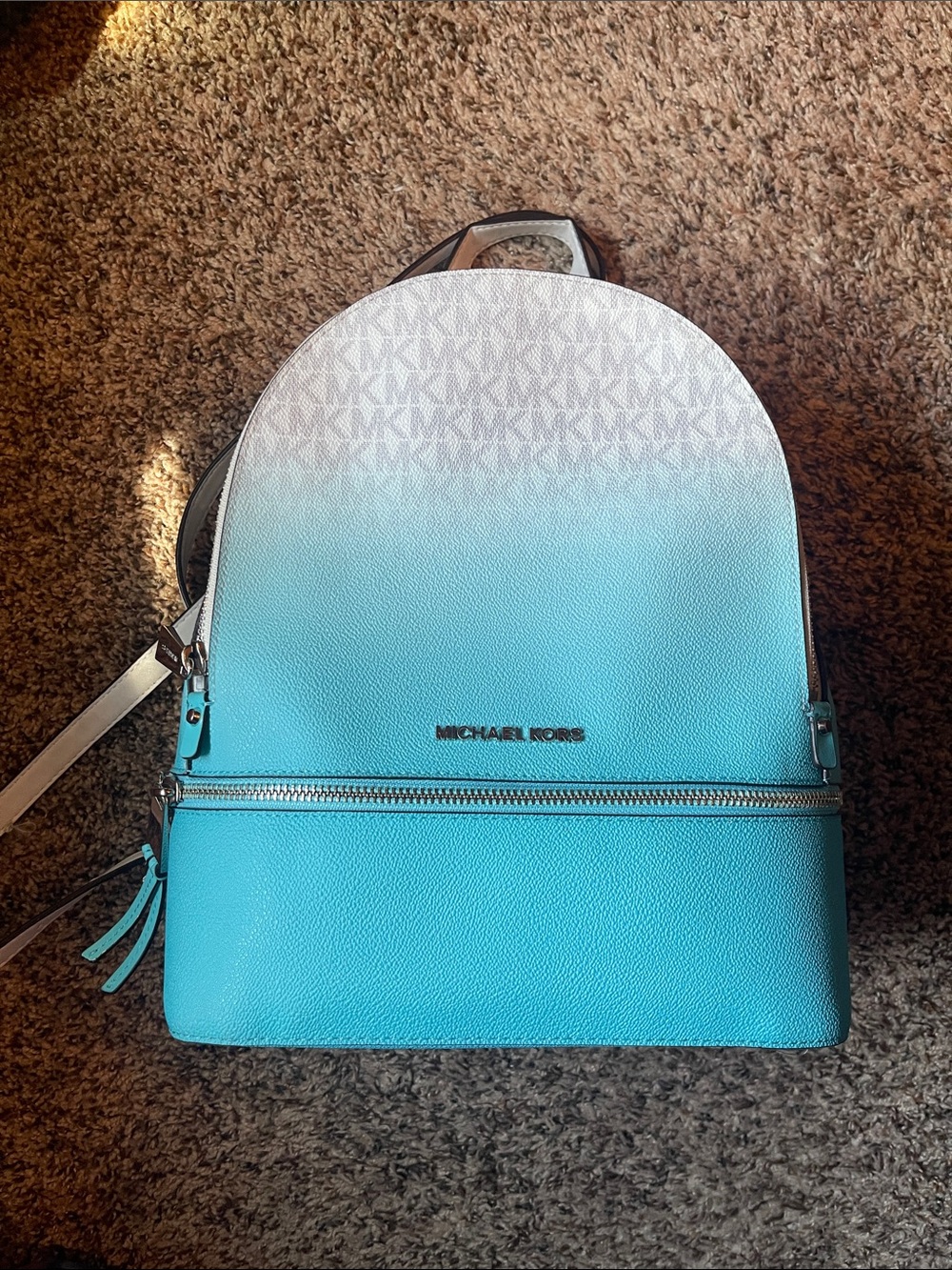 Michael Kors White to Ocean Blue Ombre Signature Backpack